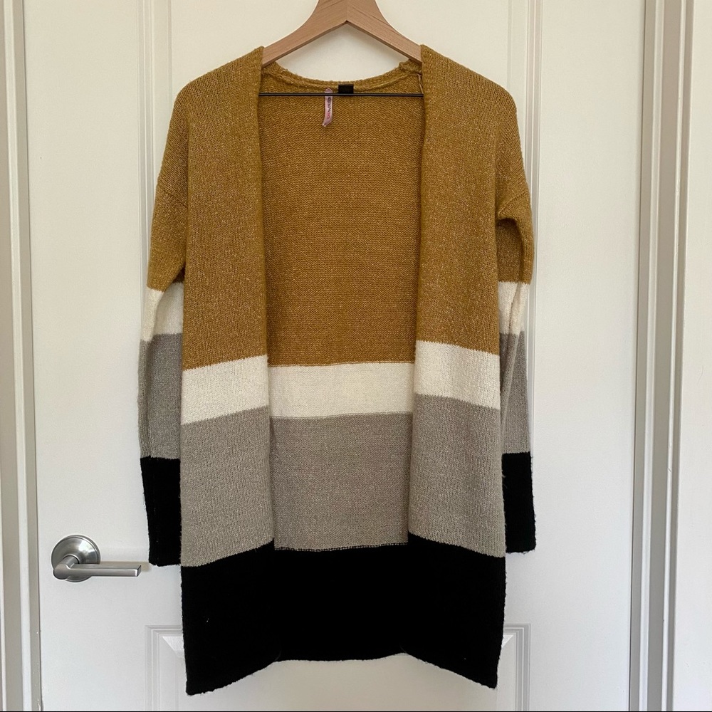 Love by Design | Neutral Long Striped Cardigan